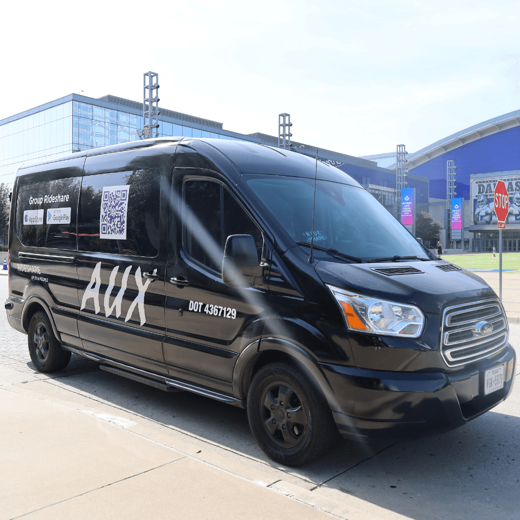 AUX Rideshare party van — group rideshare for mid-size groups