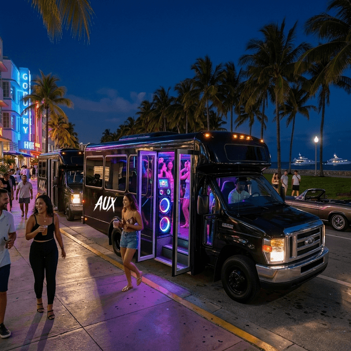 Wynwood art district group transportation with AUX