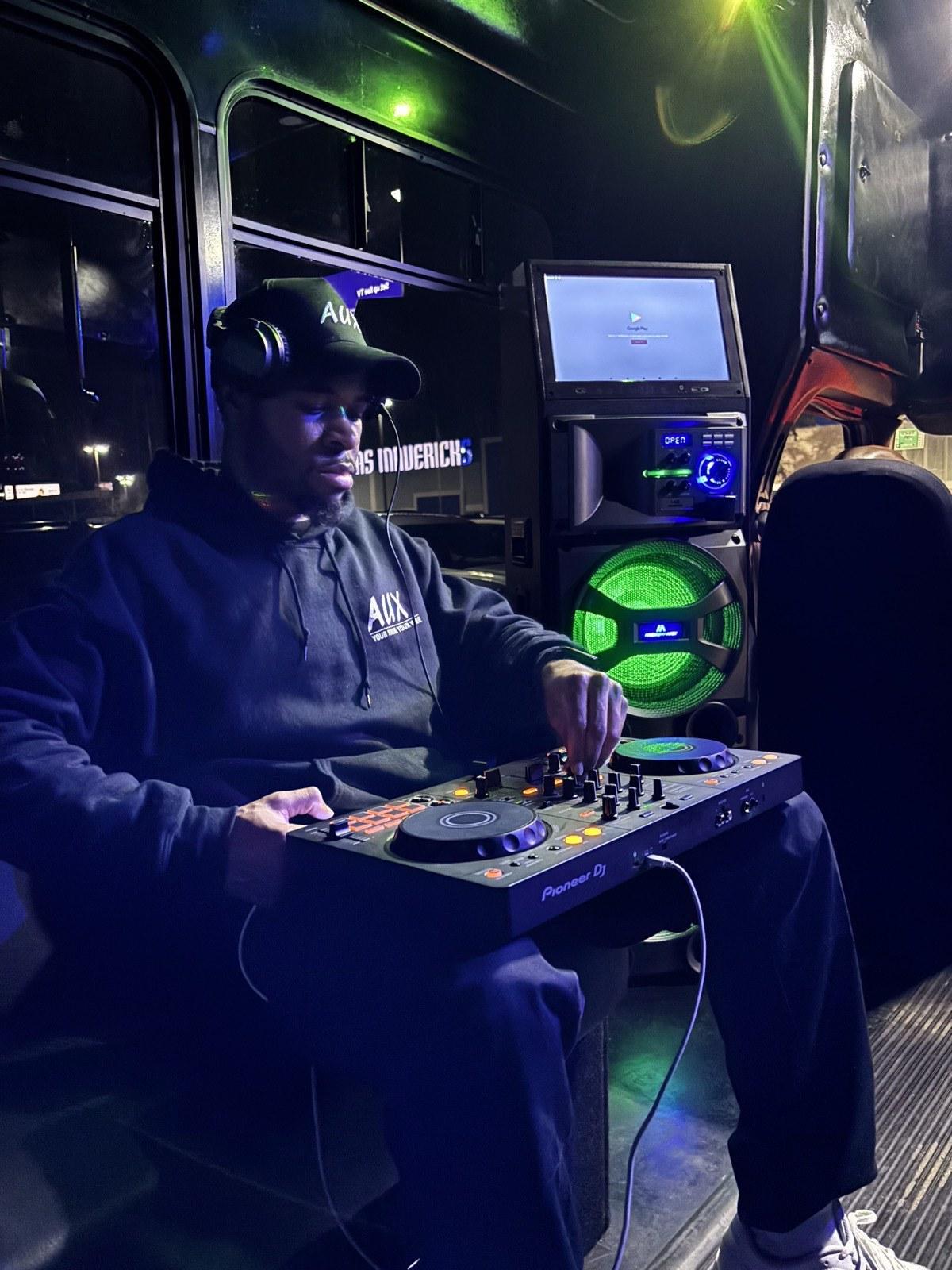 AUX Rideshare festival group transportation with onboard sound