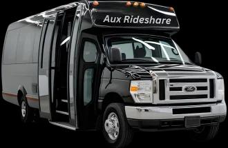 AUX Rideshare Party Bus — the vehicle riders book in the app