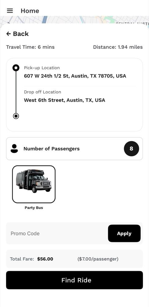 AUX app — Confirm & Ride