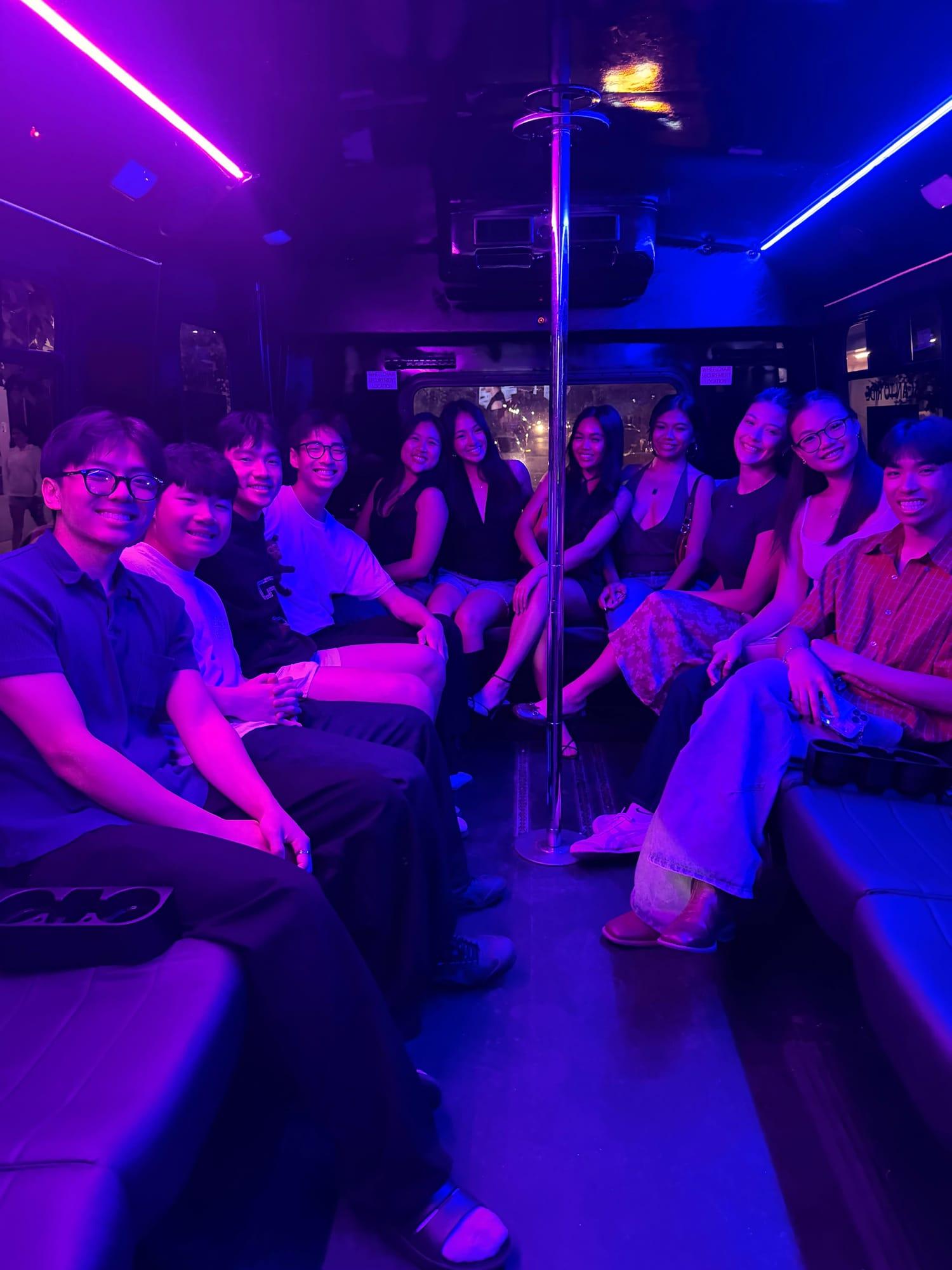 AUX Rideshare group transportation for sorority and fraternity formals